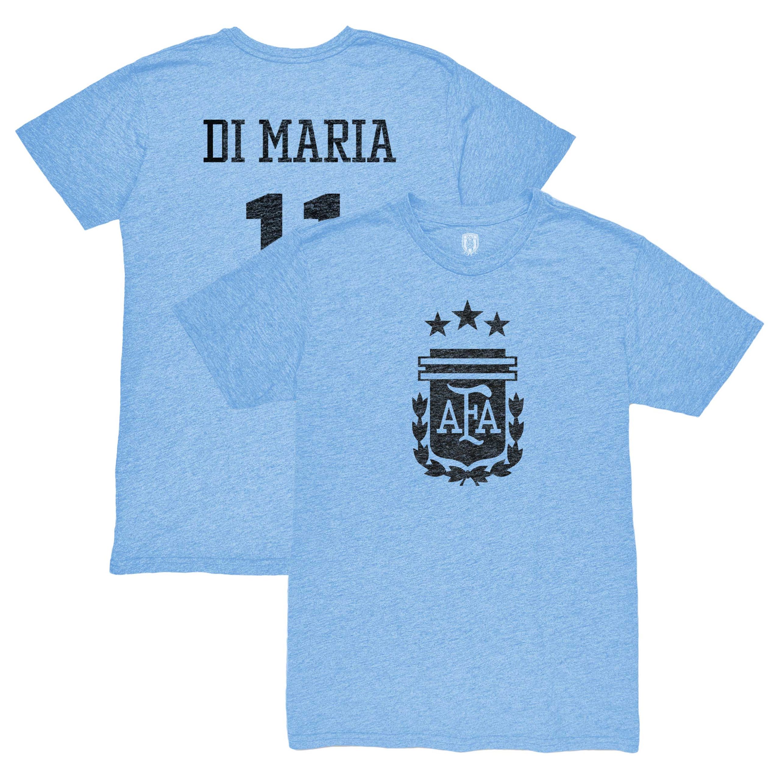 Explore angel di maria argentina national team 1863fc retro player tri-blend t-shirt – light blue – Australia Football Shirts & Soccer Gear