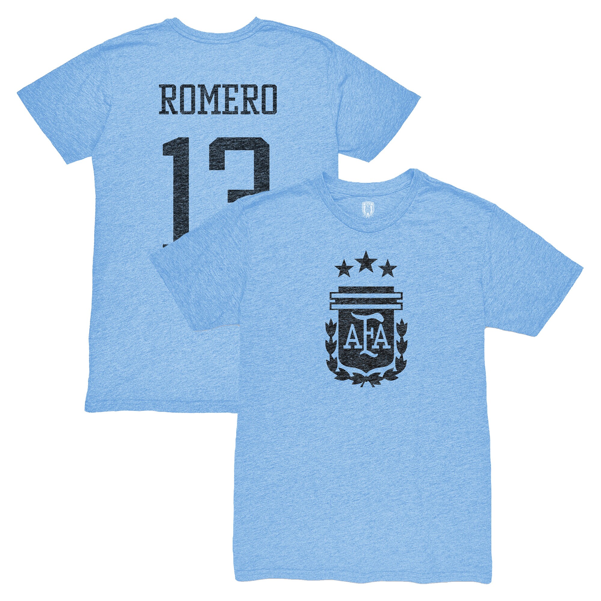 Explore cristian romero argentina national team 1863fc player vintage tri-blend t-shirt – light blue – Australia Football Shirts & Soccer Gear