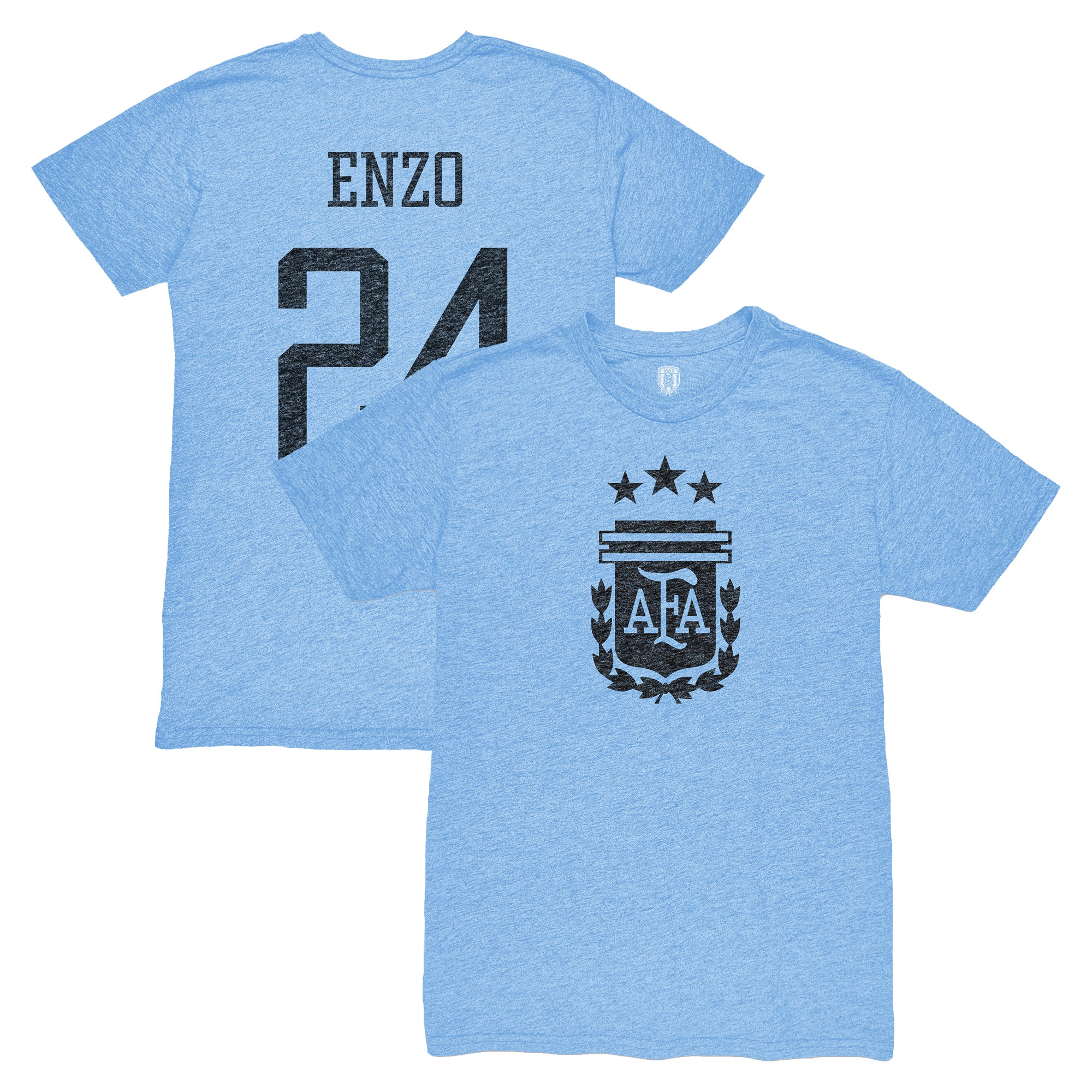 Explore enzo fernández argentina national team 1863fc player vintage tri-blend t-shirt – light blue – Australia Football Shirts & Soccer Gear