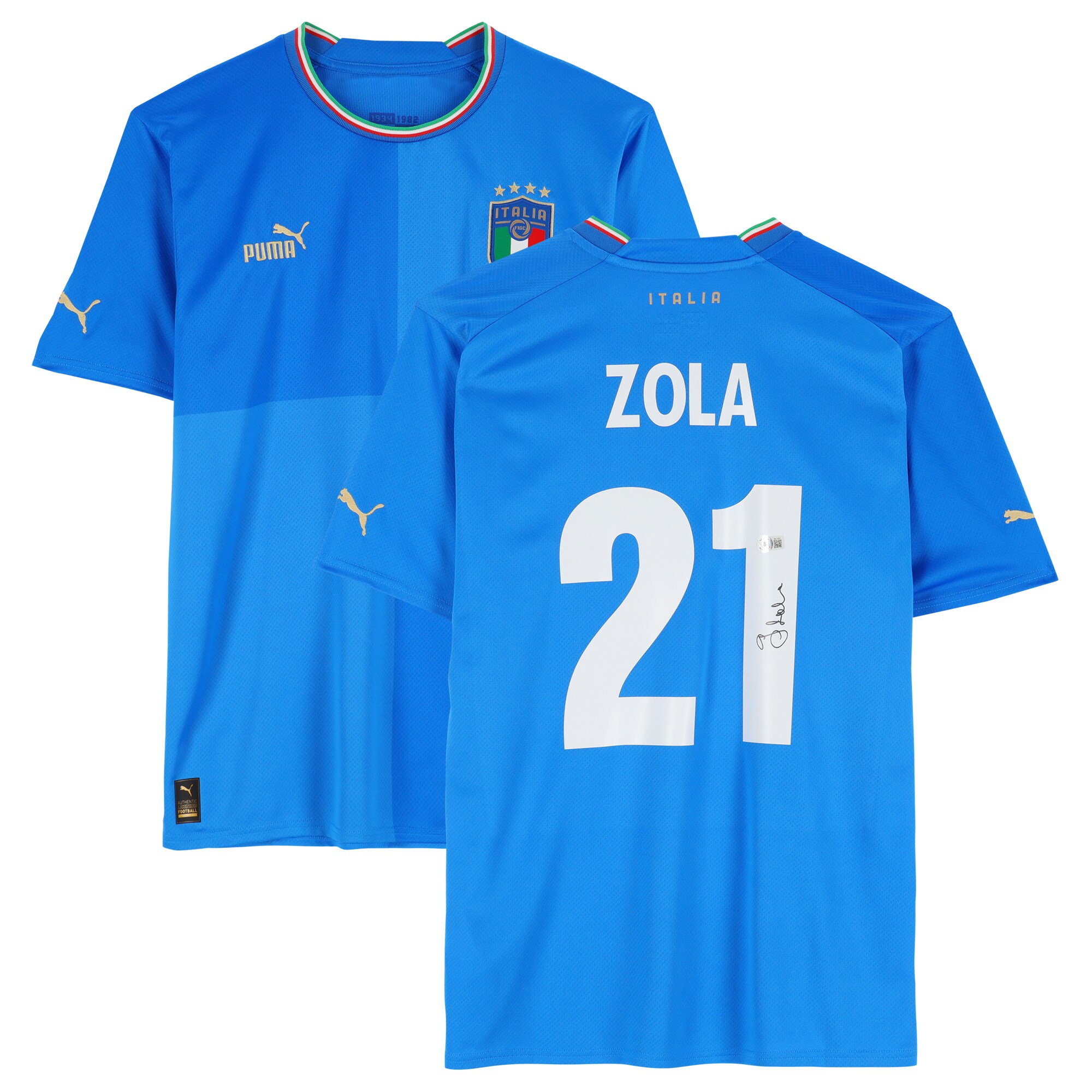 Explore gianfranco zola italy national team autographed fanatics authentic 2022-23 blue home puma jersey – bas – Australia Football Shirts & Soccer Gear