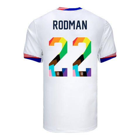 men8217s nike uswnt 2024 pride-themed home rodman 22 stadium jersey