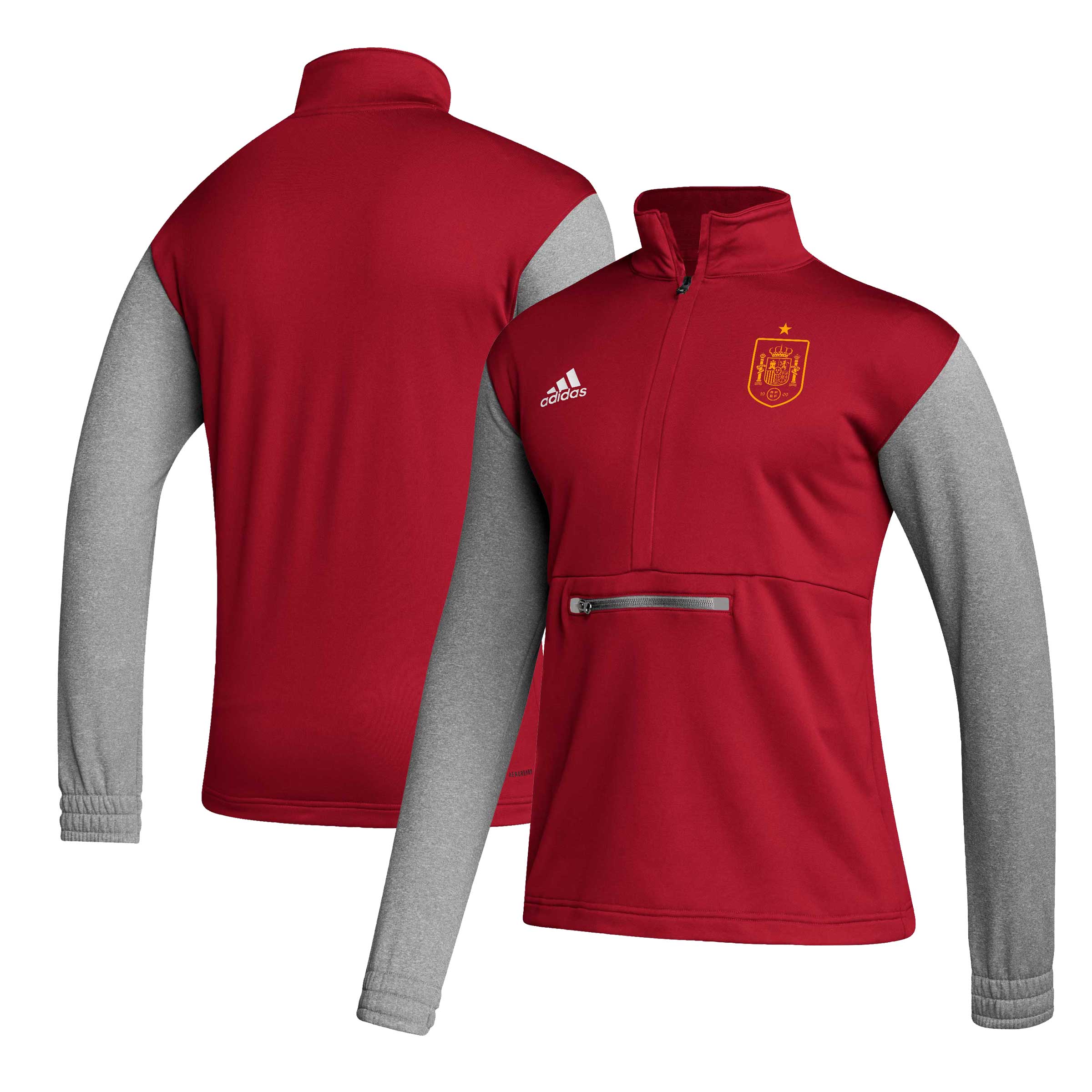 Explore spain national team adidas crest long sleeve half-zip top – red – Australia Football Shirts & Soccer Gear