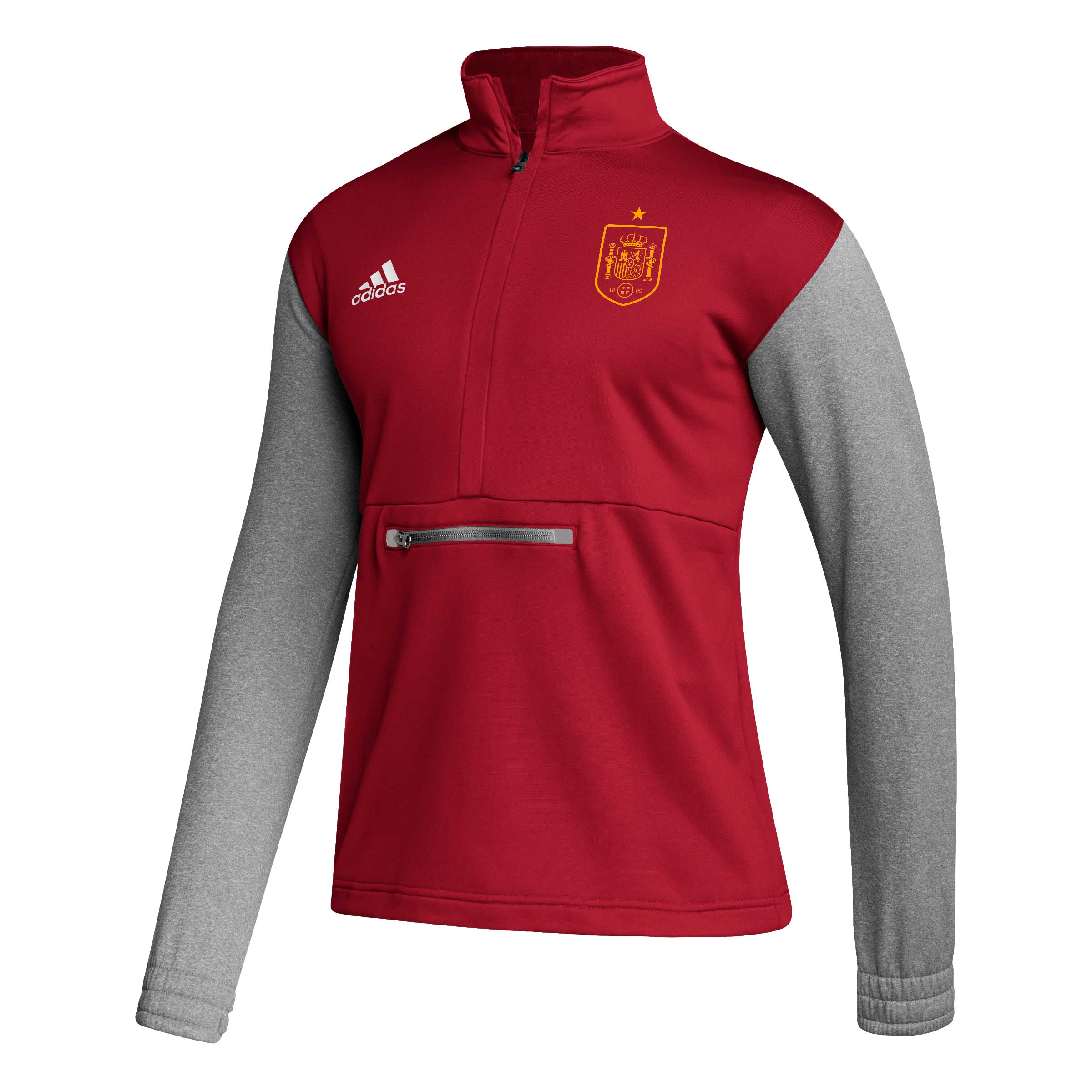 Explore spain national team adidas crest long sleeve half-zip top – red – Australia Football Shirts & Soccer Gear